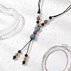 Retro Glass & Porcelain & Alloy Adjustable Nylon Cord Y Necklaces for Women NJEW-JN05360-02-1