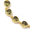 Heart Brass Pave Cubic Zirconia Link Chain Bracelets for Women BJEW-P385-07G-03-2