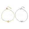 2Pcs Brass Micro Pave Cubic Zirconia Link Bracelets BJEW-G782-01GP-2