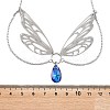 304 Stainless Steel & Blue Glass Pendant Necklaces NJEW-TA00253-4