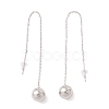Tarnish Resistant Long Chain with Round Ball Dangle Stud Earrings EJEW-A067-13P-2