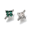 Brass Pave Cubic Zirconia Flower Links Connector Charms KK-K427-04P-2