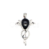 Synthetic Blue Goldstone Teardrop Pendants PW-WG60016-25-1