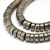 Flat Round/Disc Natural Pyrite Beads Strands X-G-I126-23-6x4mm-3