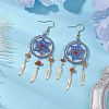 304 Stainless Steel with Glass Dangle with Natural Agate Stud Earring EJEW-MZ00185-02-2