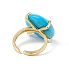 Lampwork Evil Eye Open Cuff Ring RJEW-C051-01G-03-3