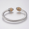 304 Stainless Steel Cuff Bangles Torque Bangles BJEW-H570-02GP-2