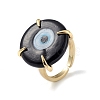 Lampwork Evil Eye Open Cuff Ring RJEW-C051-01G-2