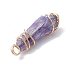 Electroplated Natural Quartz Crystal Dyed Copper Wire Wrapped Pendants PALLOY-JF02326-02-4