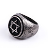 Star of David Pattern 304 Stainless Steel Finger Rings for Men FS-WGD55C6-31-1