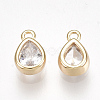 Brass Cubic Zirconia Charms X-KK-S350-089G-2