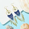 Ring with Starfish Tassel Glass Seed with Brass Boho Dangle Earrings EJEW-MZ00145-2