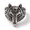 Viking 304 Stainless Steel Wolf Head Wide Finger Rings for Mens RJEW-U005-16B-AS-2