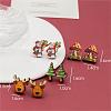4 Pairs Snowman & Christmas Tree & Deer & Mushroom Printed Wood Stud Earrings EJEW-OY001-07-2