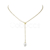 Adjustable Natural Baroque Keshi Pearl Heart Pendant 304 Stainless Steel Cable Chain Y Shaped Lariat Necklaces for Women NJEW-JN06095-2
