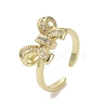 Brass Micro Pave Cubic Zirconia Open Cuff Ring RJEW-K256-58F-G-1