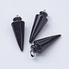 Natural Dyed & Heated Black Agate Pendants G-P236-09-1