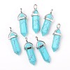 Dyed Synthetic Turquoise Pointed Pendants G-F295-03A-3