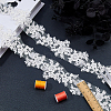 2Yards Polyester Flower Embroidery Lace Trim with Glass Beads OCOR-DC0001-27A-5