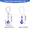 AHADEMAKER 2Pcs 2 Style Glass Beaded Turkish Blue Evil Eye Hanging Pendant KEYC-GA0001-30-2