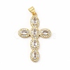 Rack Plating Brass Cubic Zirconia Pendants X-KK-G456-25G-01-1