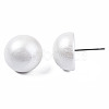 Painted Half Round Schima Wood Earrings for Girl Women EJEW-T017-02H-3