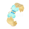 304 Stainless Steel Enamel Butterfly Cuff Bangles for Women BJEW-Z160-01G-2