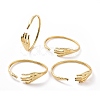 Cubic Zirconia Hand Palm Open Cuff Bangle BJEW-F445-14G-1