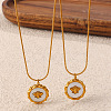 304 Stainless Steel with Natural White Shell Flat Round with Bee Pendant Necklaces for Women WG2F9FE-04-2