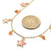 Natural Agate Round & Alloy Enamel Star Charms Bib Necklace with 304 Stainless Steel Chains NJEW-JN04404-01-3