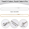 12Pcs 2 Colors 304 Stainless Steel Round Snake Chain Necklaces Set NJEW-SC0001-12-2