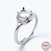Anti-Tarnish Rhodium Plated 925 Sterling Silver Finger Ring Components STER-G027-15P-4