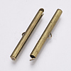 Brass Slide On End Clasp Tubes X-KK-Q747-11I-AB-2