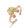 Brass Micro Pave Cubic Zirconia Enamel Cuff Open Rings WGB47C4-03-1