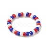 4Pcs 4 Style Independence Day Glass Seed Stretch Finger Rings Set with Brass Star Beaded for Women RJEW-TA00065-4