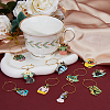 DICOSMETIC Plant Cat Alloy Enamel Wine Glass Charms AJEW-DC0001-37-5