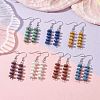 7 Pairs 7 Colors Natural Dyed Lava Rock Disc Beaded Dangle Earrings EJEW-JE05618-2