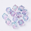Two Tone Transparent Spray Painted Acrylic Bead X-ACRP-T005-26-1