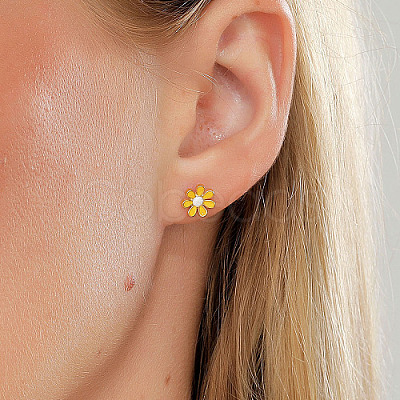 Real 18K Gold Plated 201 Stainless Steel Stud Earrings for Women TL9676-2-1