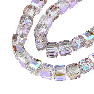 Electroplate Transparent Glass Beads Strands EGLA-N002-28-C01-1