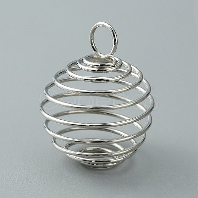 Carbon Steel Spiral Bead Cage Pendants IFIN-WH0027-47B-P-1