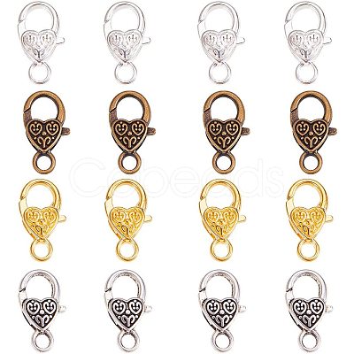 Tibetan Style Heart Lobster Claw Clasps PALLOY-PH0012-58-1