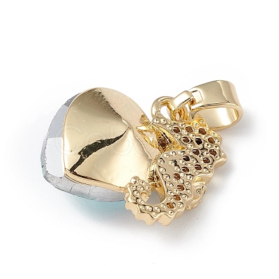 Real 18K Gold Plated Rack Plating Brass Micro Pave Cubic Zirconia Pendants KK-C015-02G-05-1
