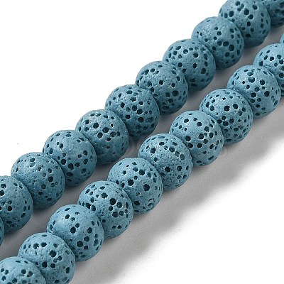 Natural Lava Rock Dyed Beads Strands G-Z036-B01-02-1