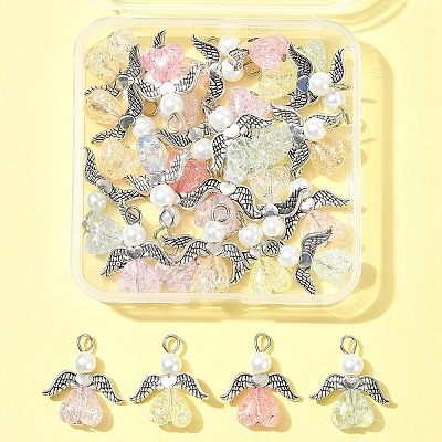 30Pcs Angel Acrylic & Glass Pendant PALLOY-FZ00016-1