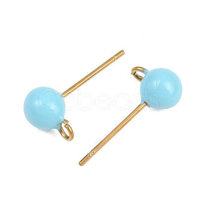 304 Stainless Steel Enamel Stud Earring Findings STAS-D265-07G-1