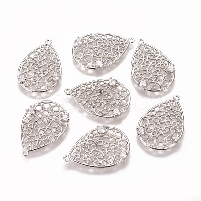 Brass Micro Pave Cubic Zirconia Pendants KK-F803-07P-NF-1
