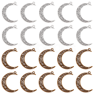 40Pcs 2 Styles Tibetan Style Alloy Pendants TIBE-SC0001-70-1