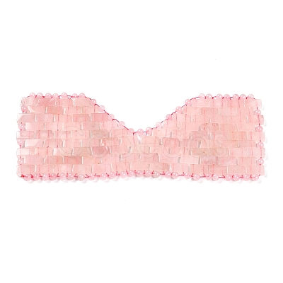 Natural Rose Quartz Woven Eye Mask AJEW-P074-11C-1