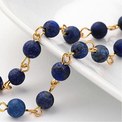 Handmade Natural Lapis Lazuli Beaded Chains AJEW-JB00228-01-1
